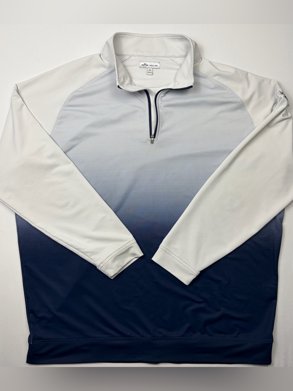 Peter Millar White to Navy Gradient Quarter-Zip Pullover
